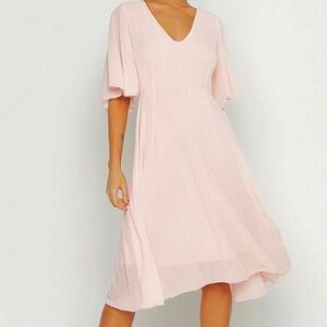 cape detail chiffon midi dress​​​​​​​